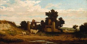 Landscape with Sheep and Old Well, c.1857