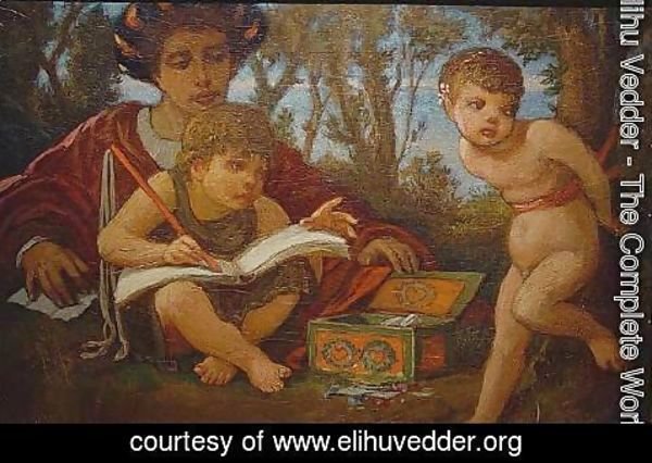 Elihu Vedder - The Artist's Lesson or Captive Cupid