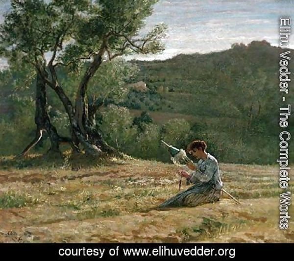 Elihu Vedder - Peasant Girl Spinning