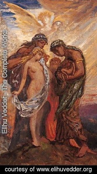 Elihu Vedder - Elements Gazing on the First Man (1913)