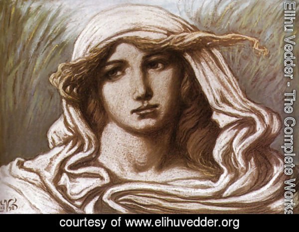 Elihu Vedder - Head of a Young Woman 1898